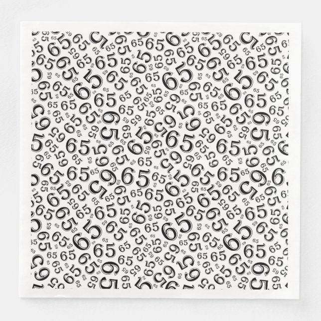 65th Age Random Number Pattern Black/White Napkin (Front)
