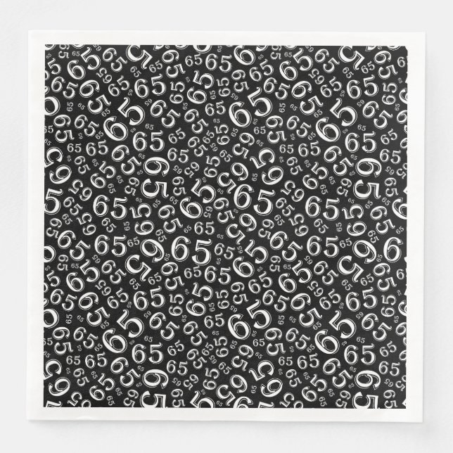 65th Age Random Number Pattern Black/White Napkin (Front)
