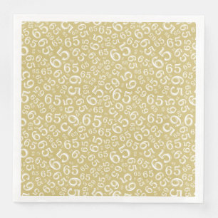 65th Age Random Number Pattern Gold/White Napkin