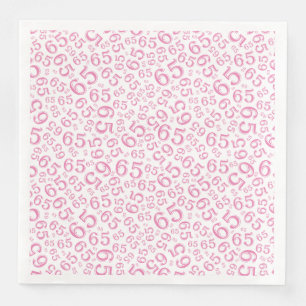65th Age Random Number Pattern Pink/White Napkin