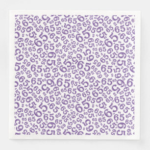 65th Age Random Number Pattern Purple/White Napkin