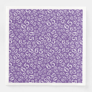 65th Age Random Number Pattern Purple/White Napkin