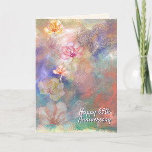 65th Anniversary Abstract Paint and Flowers Card
