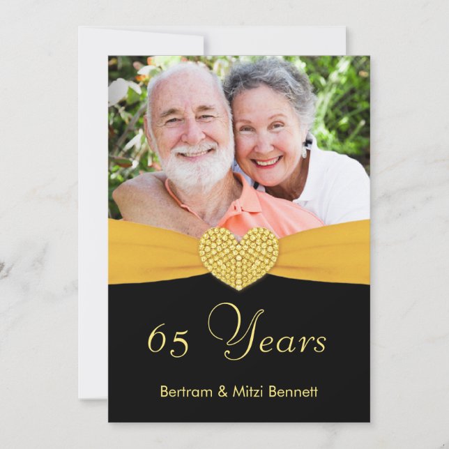 65th Anniversary - Faux Pocket -Custom Invitations (Front)