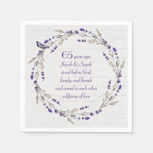 65th Anniversary Lavender Wreath Napkin (Front)