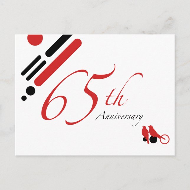 65th Anniversary (mod birds) Postcard (Front)