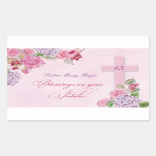 65th Anniversary of Religious Life Catholic Nun Rectangular Sticker