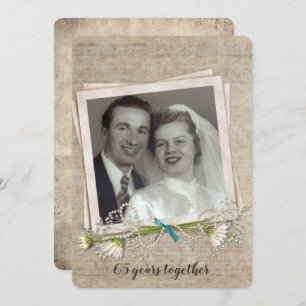 65th anniversary party old-fashioned photo frame invitation