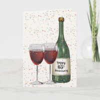 65th Anniversary Party Wine Bottle and Two Glasses