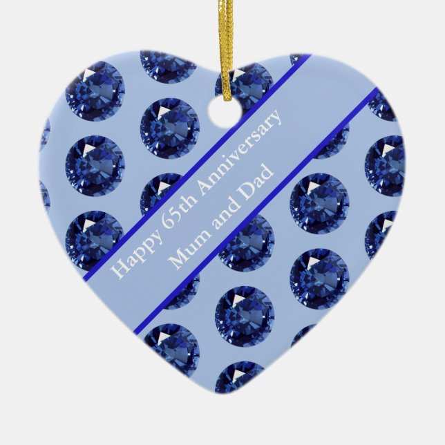 65th Anniversary Sapphire Editable Ceramic Tree Decoration (Front)