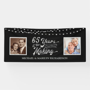 65th Anniversary Then & Now Photos Black Silver Banner