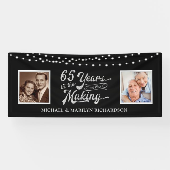 65th Anniversary Then & Now Photos | Black Silver Banner (Horizontal)