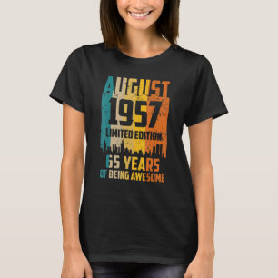 65th Birthday 65 Years Awesome Since August 1957 V T-Shirt