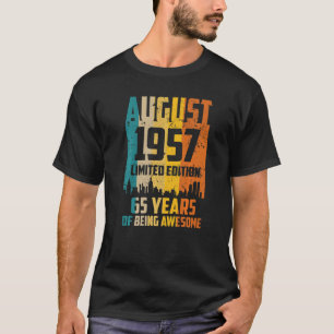 65th Birthday 65 Years Awesome Since August 1957 V T-Shirt