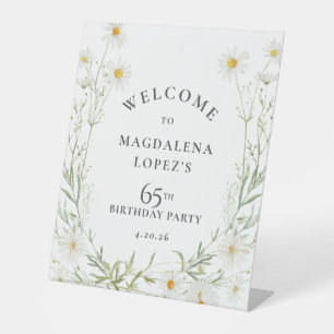 65th Birthday April Birth Flower Daisy Custom Pedestal Sign