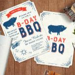 65th Birthday BBQ Party All American Vintage Invitation<br><div class="desc">Classic easy to customise rustic vintage style American BBQ party.  Easily customise the texts on the front and back for a very special personalised look.  Written for a 65-year-old,  but the texts can be customised to suit any age.</div>