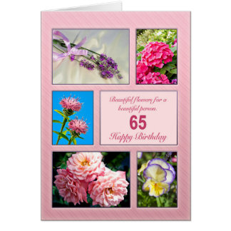 65th birthday, beautiful flowers card