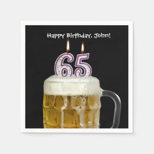 65th birthday beer napkin