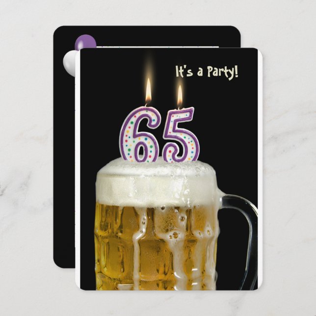 65th Birthday Beer Party Invitation (Front/Back)