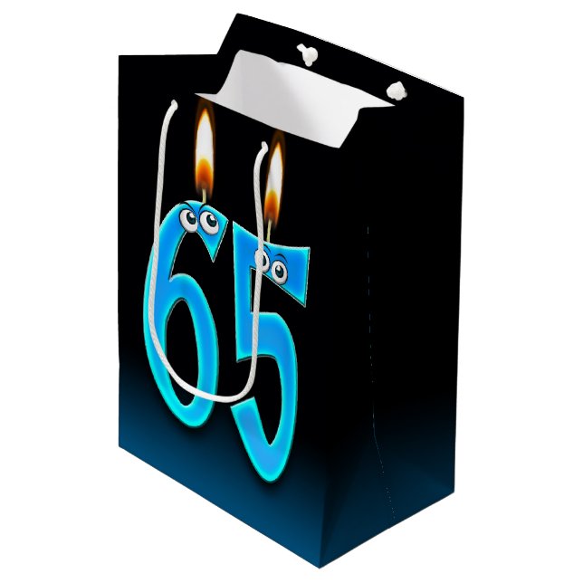 65th Birthday Candles Medium Gift Bag (Front Angled)