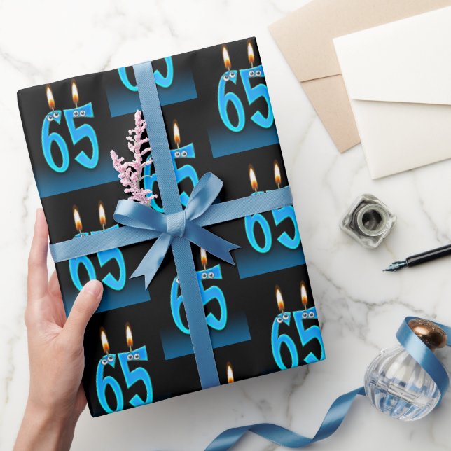 65th Birthday Candles with Eyeballs  Wrapping Paper (Gifting)
