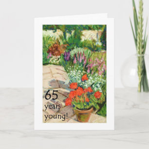 65th Birthday Card - Red Geraniums
