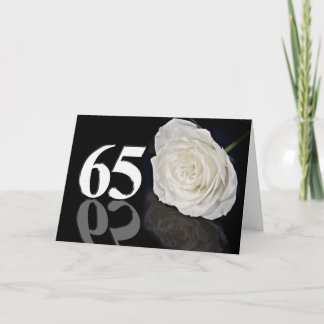 65th Birthday Card with a classic white rose