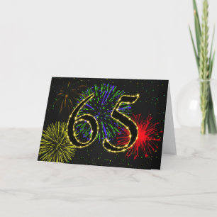 65th Birthday card with fireworks