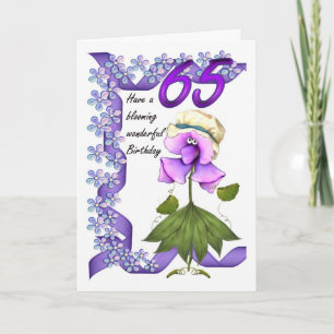 65th Birthday Card with Moonies cute bloomers,