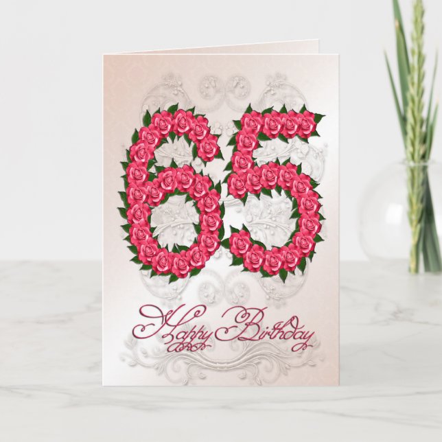 65th birthday card with roses and leaves (Front)