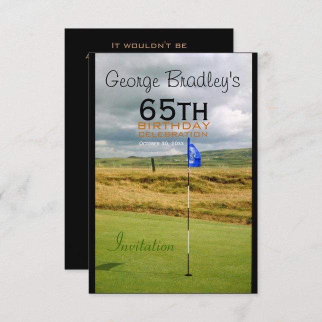 65th Birthday Celebration Golf Customisable Invite (Front/Back)