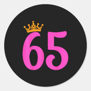 65th Birthday Crown 65 Years Old Birthday Party  Classic Round Sticker