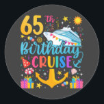 65th Birthday Cruise B-Day Party Classic Round Sticker<br><div class="desc">65th Birthday Cruise B-Day Party Funny design Gift Classic Round Stickers Classic Collection.</div>