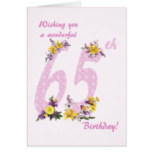 65th Birthday Flower Decorated Numbers
