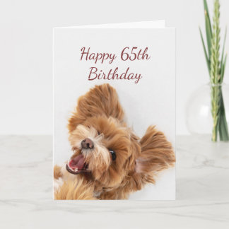 65th  Birthday Fun Begin Cute Dog Puppy Pet  Card