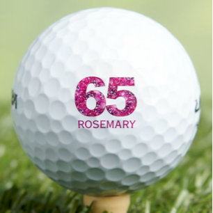 65th Birthday Gift for Mum – Elegant Pink 65 Golf Balls