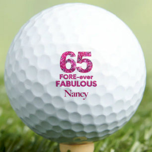 65th Birthday Gift for Sister Pink 50 and Fabulous Golf Balls