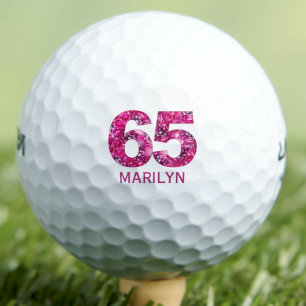 65th Birthday Gift for Sister - Pink Floral Number Golf Balls
