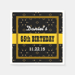 65th Birthday GOLD and BLACK Confetti Custom V01F6 Napkin