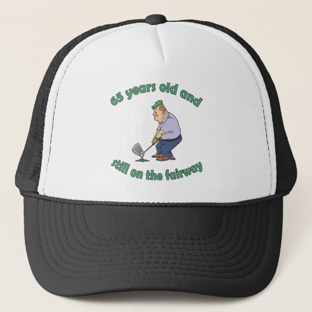 65th Birthday Golfer Gag Gift Trucker Hat (Front)