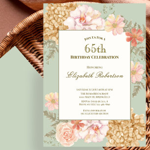 65th Birthday Invitation Autumn Colours Floral Sag