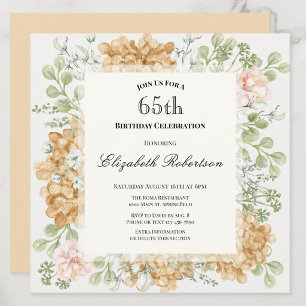 65th Birthday Invitation in Elegant Autumn Colours