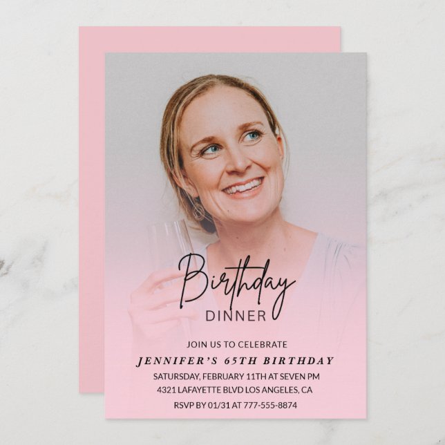 65th birthday invitations Birthday Dinner Photo (Front/Back)