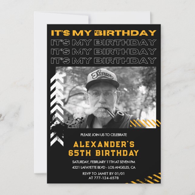 65th birthday invitations Men Photo Spray paint (Front)