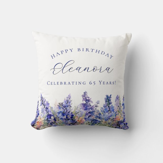 65th Birthday July Birth Flower Gift Custom Cushion (Front)