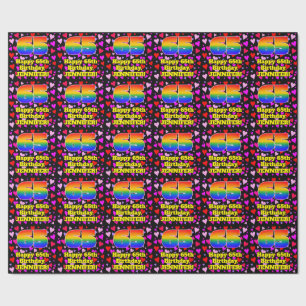 65th Birthday: Loving Hearts Pattern, Rainbow # 65 Wrapping Paper
