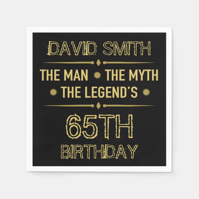 65th Birthday Man Myth Legend Napkin (Front)