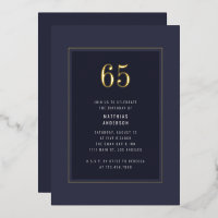 65th Birthday Minimal Elegant Dark Gold Frame