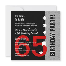 65th Birthday Modern Red Silver Black Funny D845D1