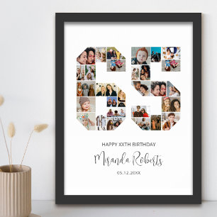 65th Birthday Number 65 Custom Photo Collage Poster